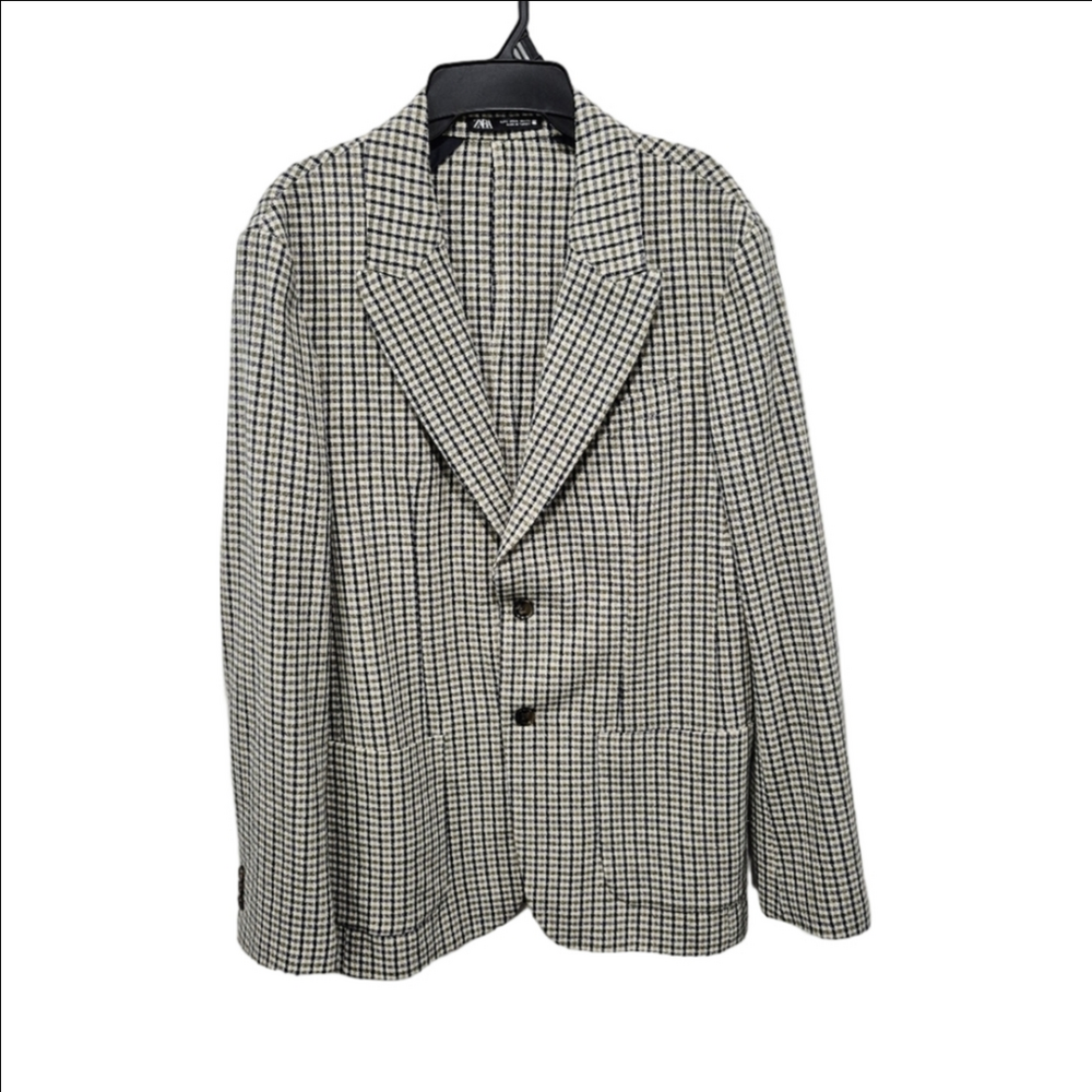Zara Houbdstooth Oversized Plaid, Checkered Blazer